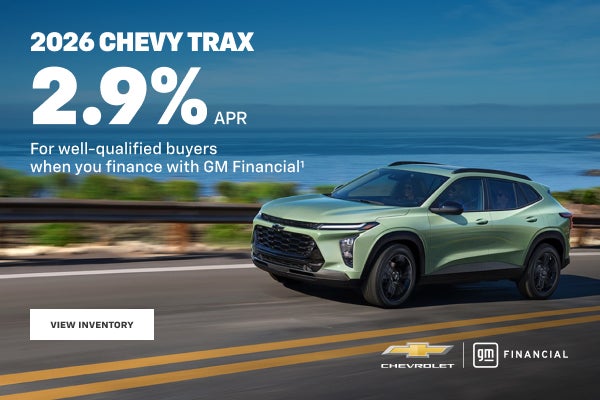 2026 Chevy Trax. 2.9% APR for well-qualified buyers when you finance with GM Financial.